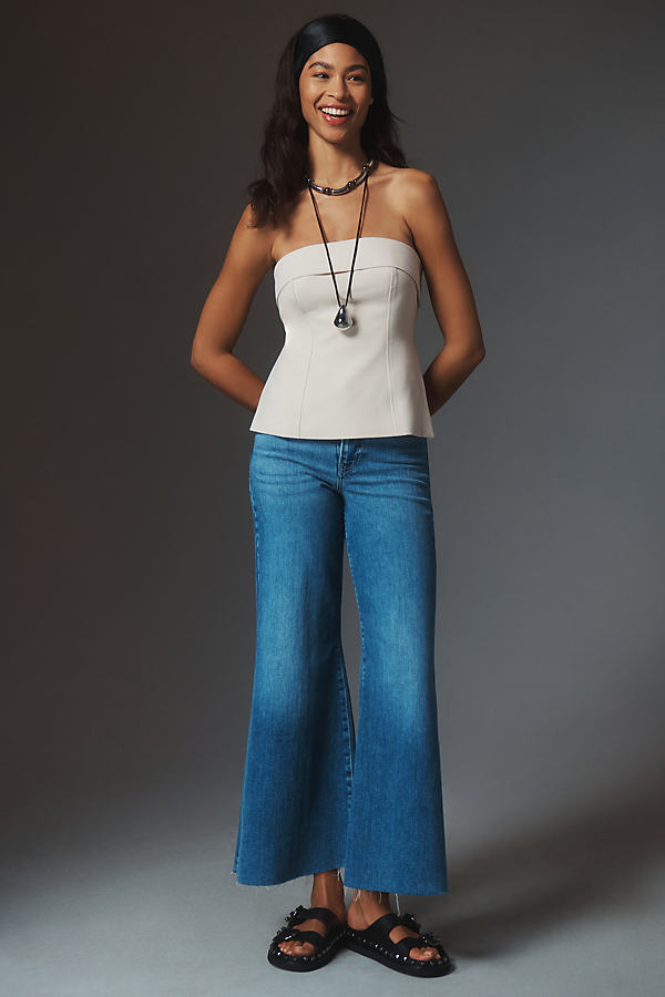 Shop Frame Le Palazzo Crop High-rise Wide-leg Jeans In Blue