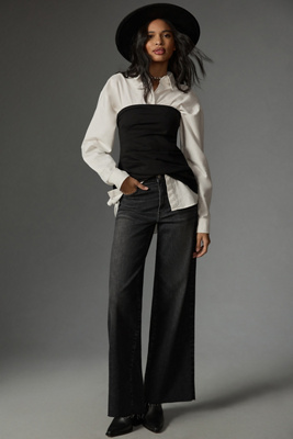 Frame Le Slim Palazzo Wide Leg Jeans In Grey