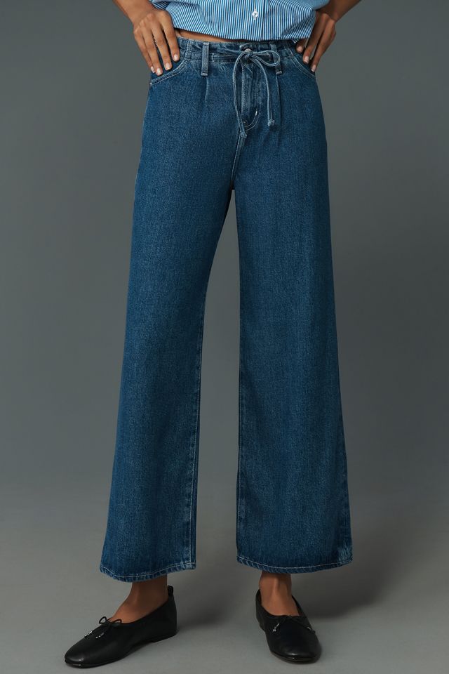 FRAME Super Drape Drawstring High-Rise Wide-Leg Jeans | Anthropologie