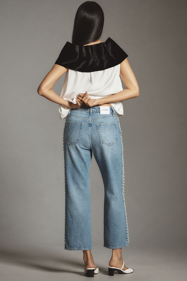 【関税込み】FRAME ブルー Le Jane Crop ジーンズ FRAME Le Jane Distressed Crop Straight Leg Jeans | Nordstromrack