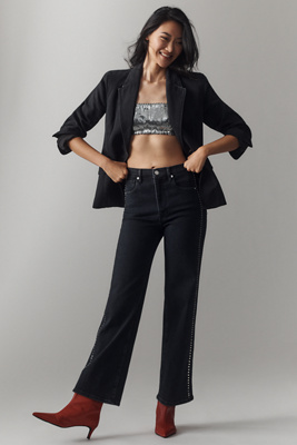 FRAME LE SLEEK STUDDED STRAIGHT-LEG JEANS 