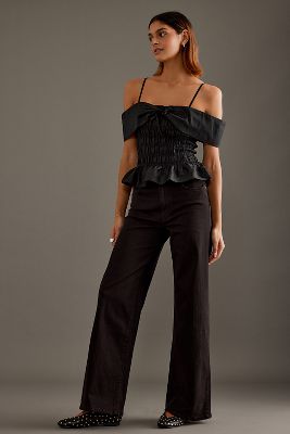 Shop Frame Le Slim Palazzo Jeans In Black