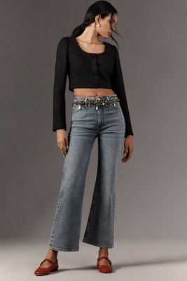 Frame Petite Le Pixie Arrow High-rise Flare Jeans In Blue