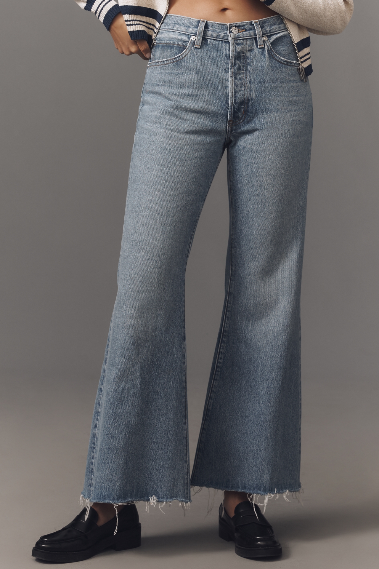 FRAME The Pixie Lax Petite Mid-Rise Wide-Leg Jeans