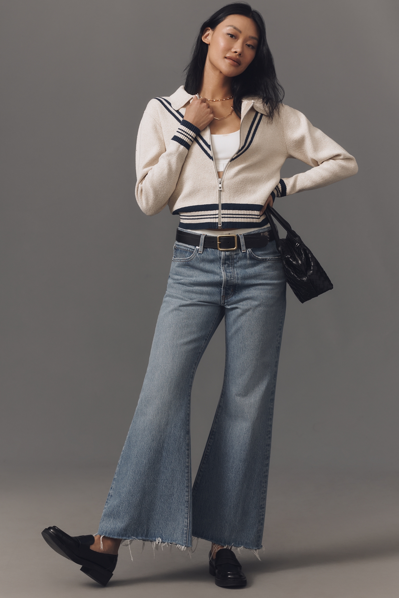 FRAME The Pixie Lax Petite Mid-Rise Wide-Leg Jeans