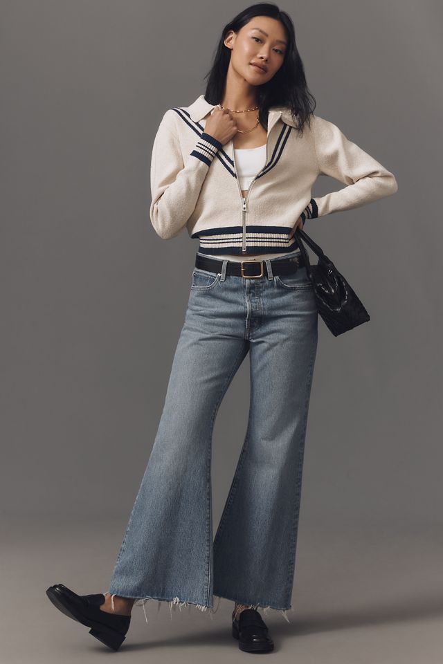 FRAME The Pixie Lax Petite Mid-Rise Wide-Leg Jeans #1