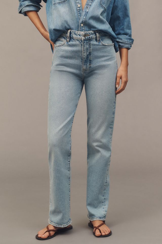 FRAME The Pixie Ruler Petite High-Rise Straight-Leg Jeans #1
