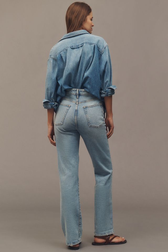FRAME The Pixie Ruler Petite High-Rise Straight-Leg Jeans #3