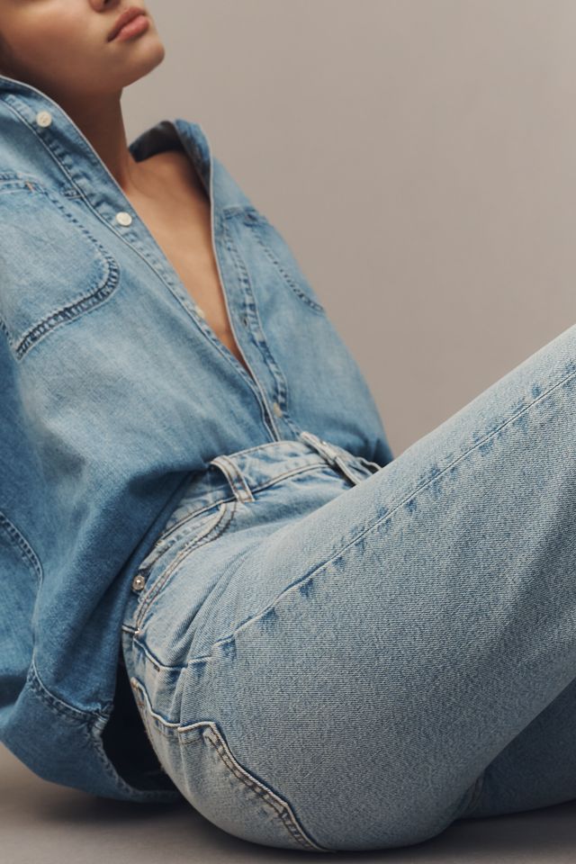 FRAME The Pixie Ruler Petite High-Rise Straight-Leg Jeans #4