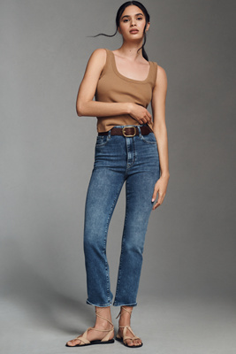Frame The Pencil High-rise Crop Straight Jeans In Blue