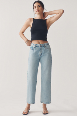 Frame The Hang Mid-rise Relaxed Jeans In Blue