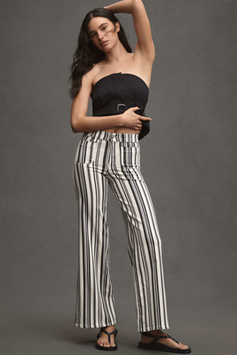 Frame Le Slim Palazzo Patch Pocket High Waist Wide Leg Jeans In Blue