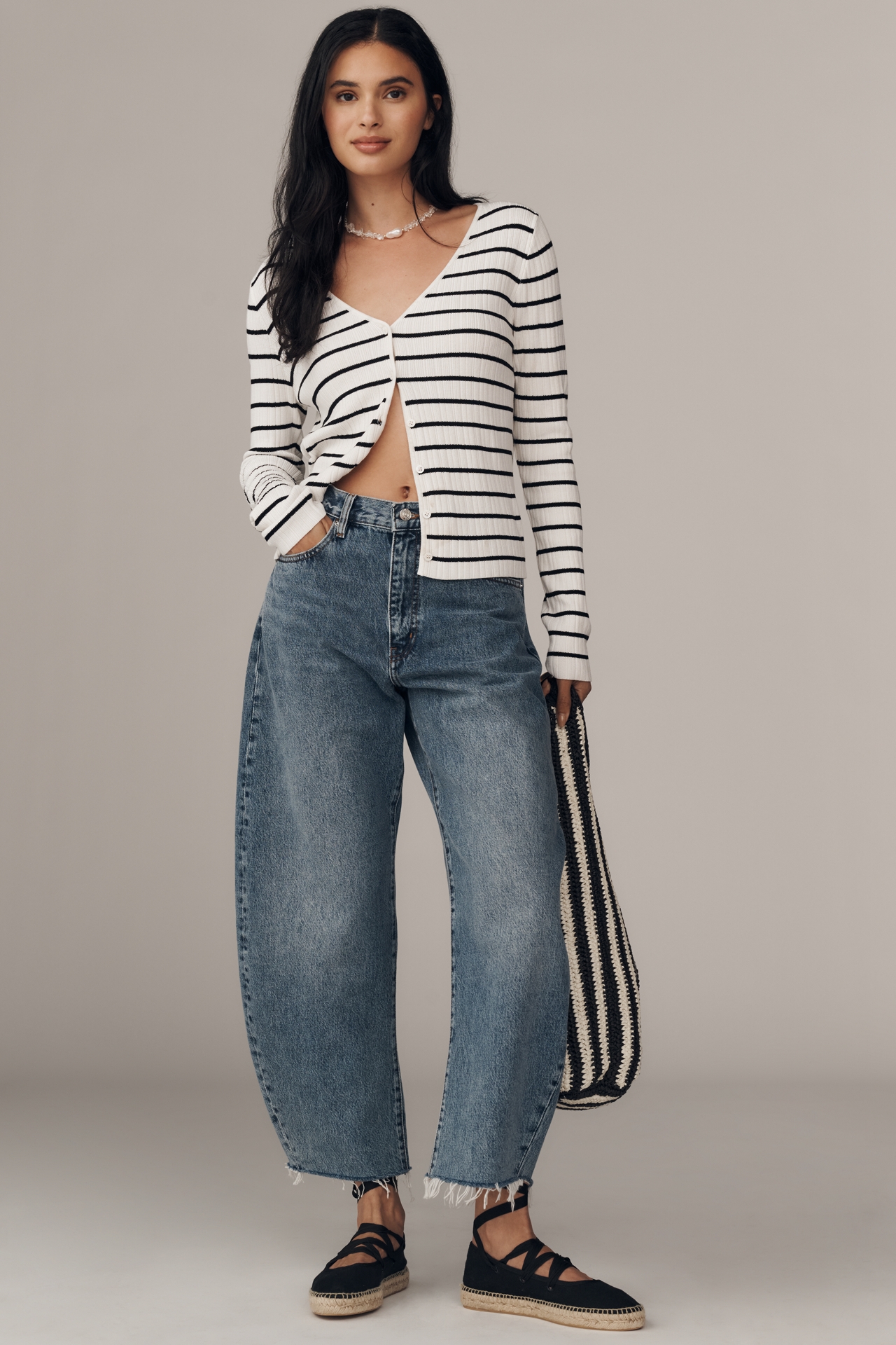 FRAME The Bubble High-Rise Barrel-Leg Jeans