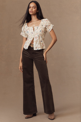 Frame Le Slim Palazzo High-rise Corduroy Jeans In Brown