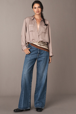 Frame The Collegiate High-rise Wide-leg Jeans In Blue