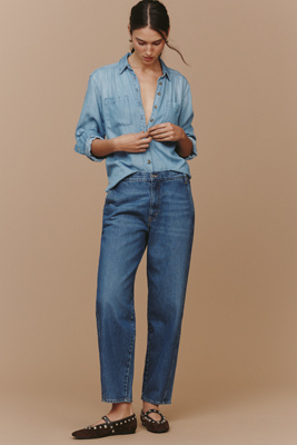 Frame The Candle Trouser Mid-rise Tapered Jeans In Blue