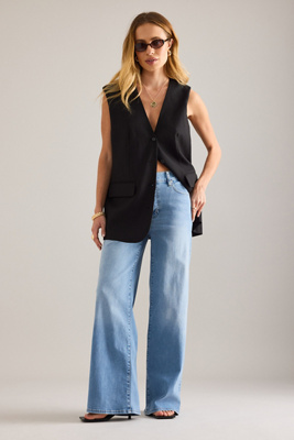 Le Jean Palazzo Slim Coupe Large en Blue, taille: 27 chez Anthropologie - FRAME - Modalova