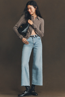Frame Le Slim Palazzo High-rise Crop Wide-leg Jeans In Blue