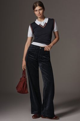 FRAME Le Slim Palazzo Velvet High-Rise Wide-Leg Jeans