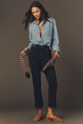 Frame Le Sleek Straight High-rise Straight-leg Jeans In Blue