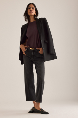 FRAME The Mellow Mid-Rise Crop Straight-Leg Jeans