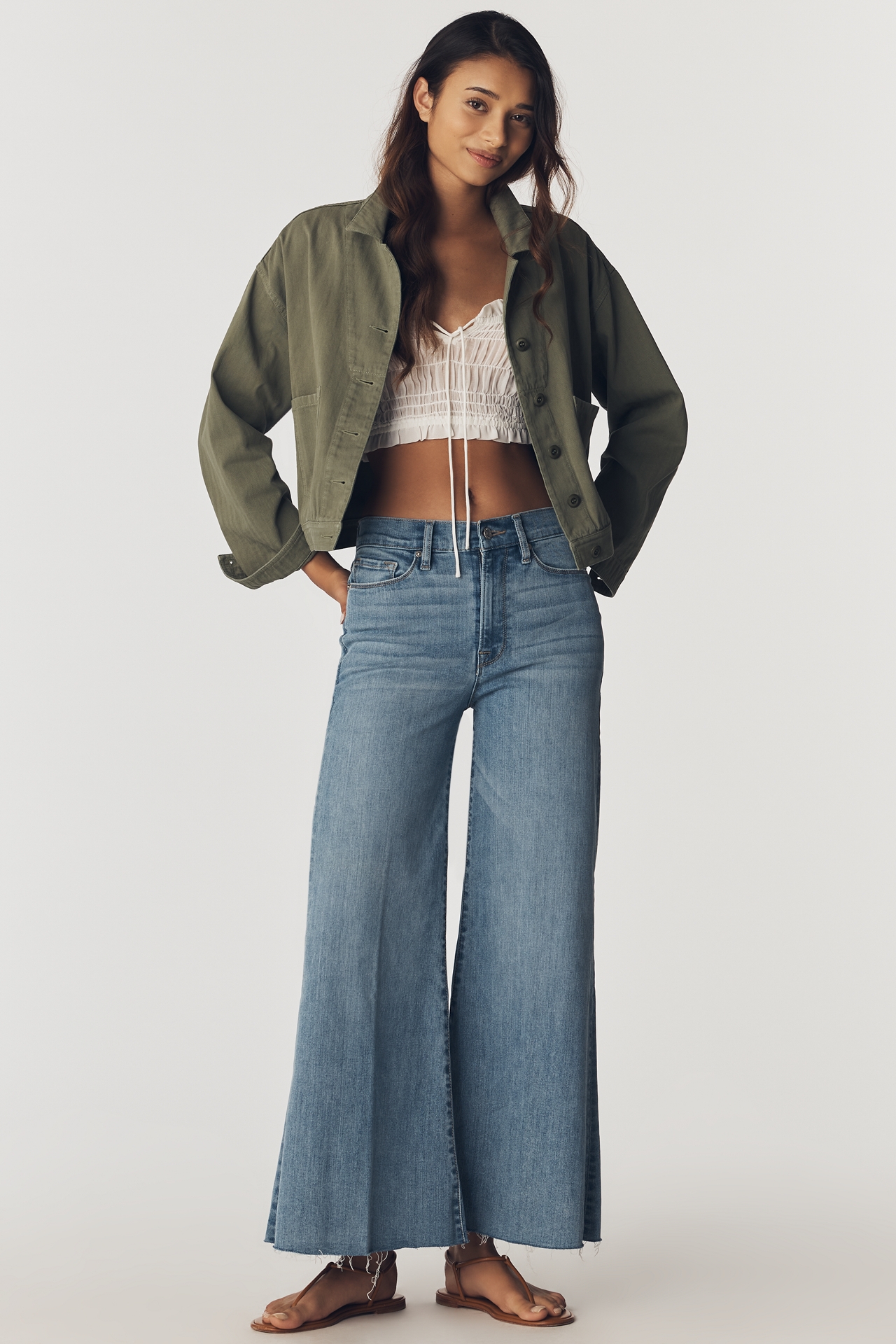 FRAME Le Palazzo High-Rise Crop Wide-Leg Jeans