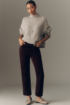 Frame Le Sleek Straight High-rise Straight Jeans In Burgundy