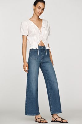 FRAME Le Slim Palazzo High-Rise Cropped Wide-Leg Jeans