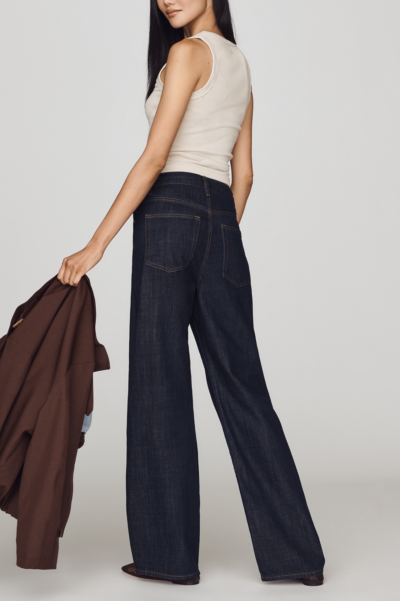 FRAME Off Duty High-Rise Wide-Leg Drawstring Jeans