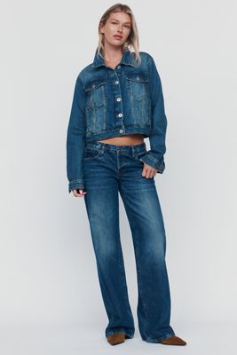 FRAME The Gray Low-Rise Wide-Leg Jeans