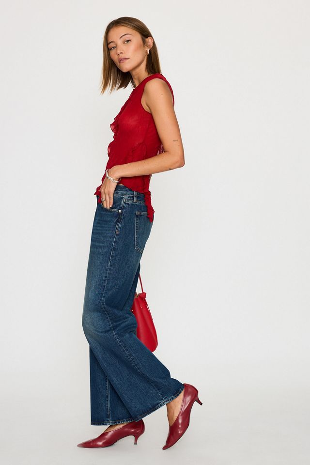 FRAME Jeans Grigi a Gamba Larga e Vita Bassa The Pixie #2