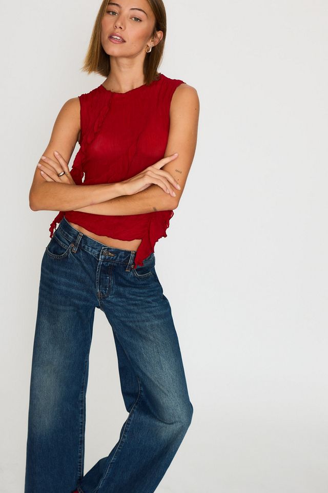 FRAME Jeans Grigi a Gamba Larga e Vita Bassa The Pixie #3