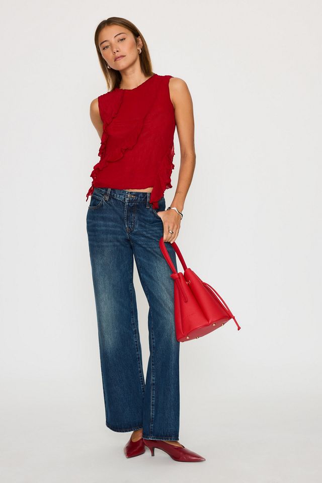 FRAME Jeans Grigi a Gamba Larga e Vita Bassa The Pixie #4