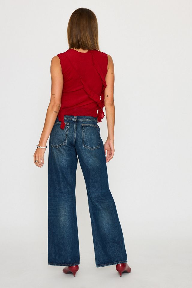 FRAME Jeans Grigi a Gamba Larga e Vita Bassa The Pixie #5