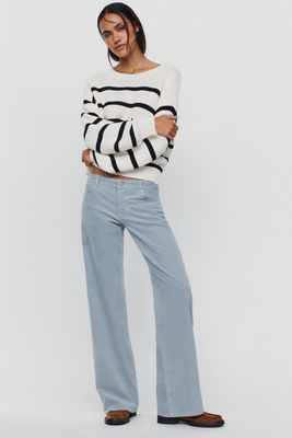 FRAME The Gray Corduroy Low-Rise Wide-Leg Jeans by Anthropologie