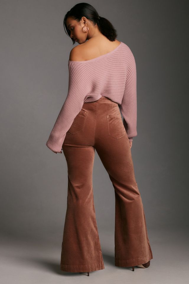 Pilcro Velvet Pull-On Mid-Rise Retro Flare Jeans #8