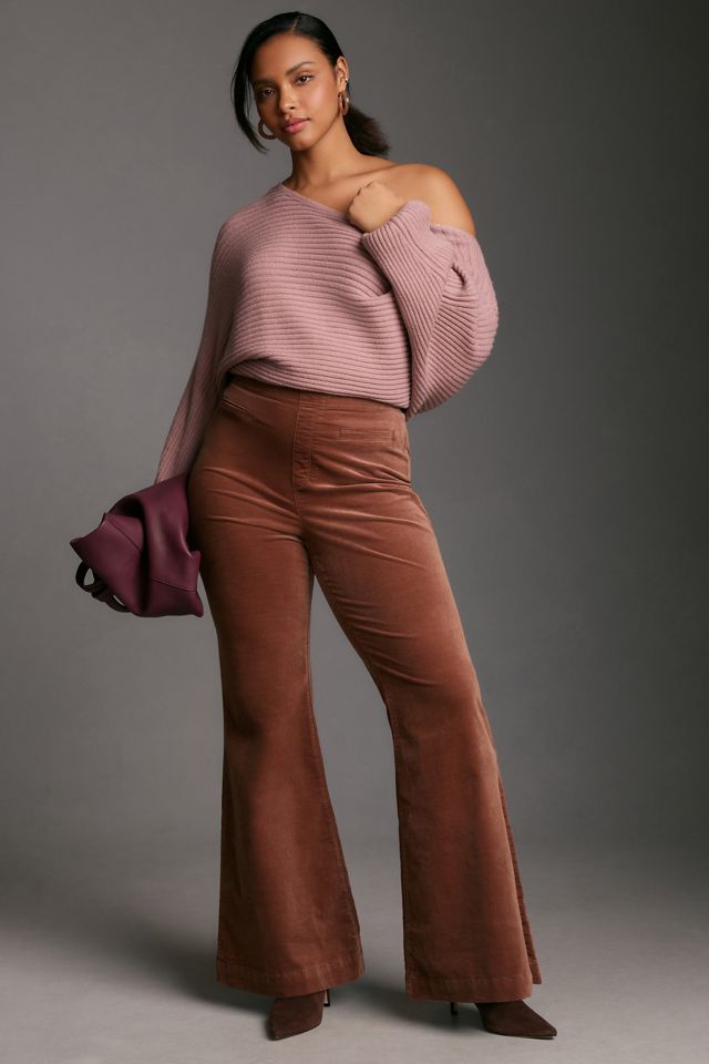 Pilcro Velvet Pull-On Mid-Rise Retro Flare Jeans #5