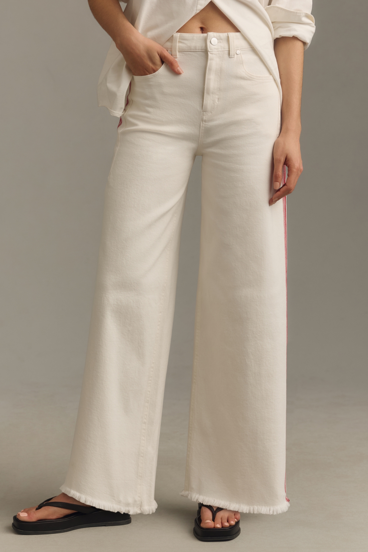 Pilcro Dishtowel Stripe Mid-Rise Wide-Leg Jeans