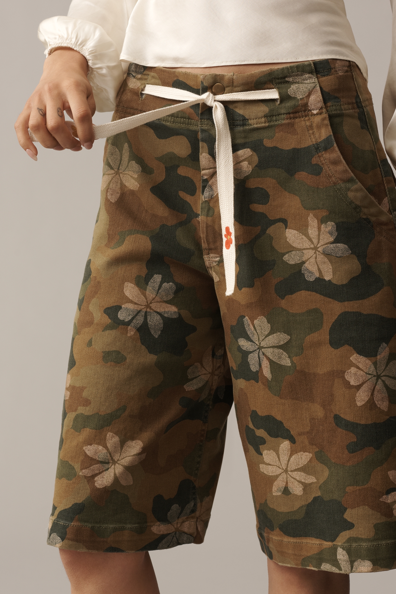 Pilcro High-Rise Drawstring Denim Culottes