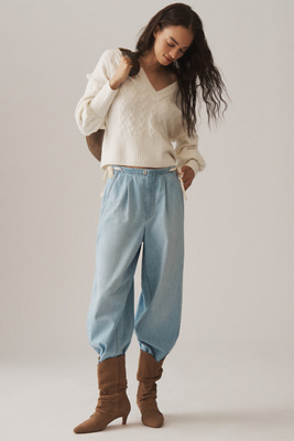 Pilcro High-rise Denim Joggers In White