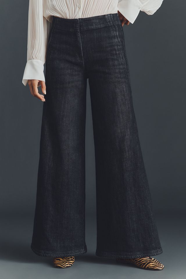 Maeve Scallop High-Rise Wide-Leg Jeans #1