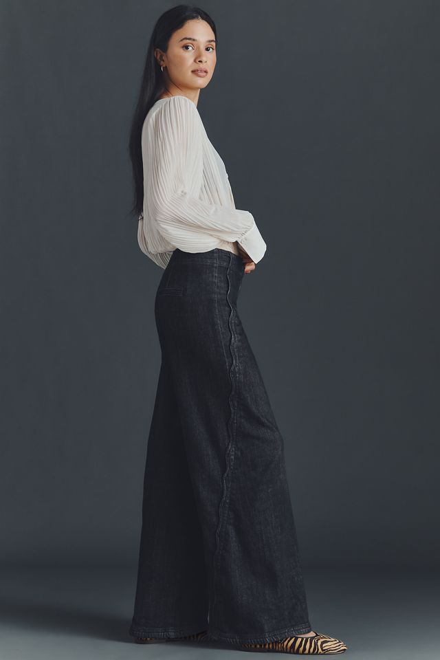 Maeve Scallop High-Rise Wide-Leg Jeans #2