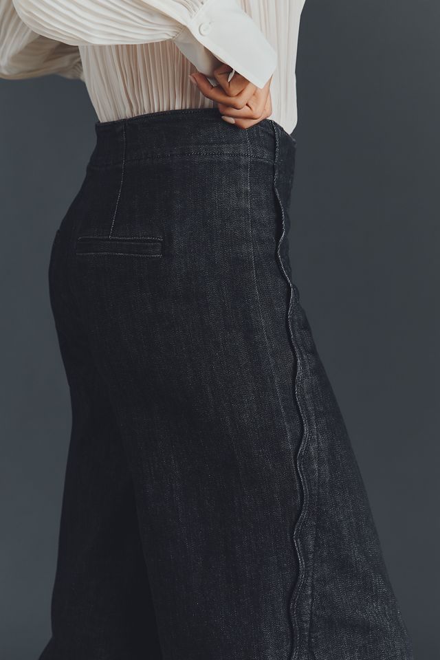 Maeve Scallop High-Rise Wide-Leg Jeans #3