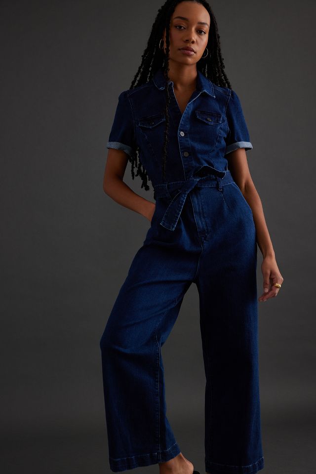 Paige Anessa Short Sleeve Denim Jumpsuit Anthropologie DE