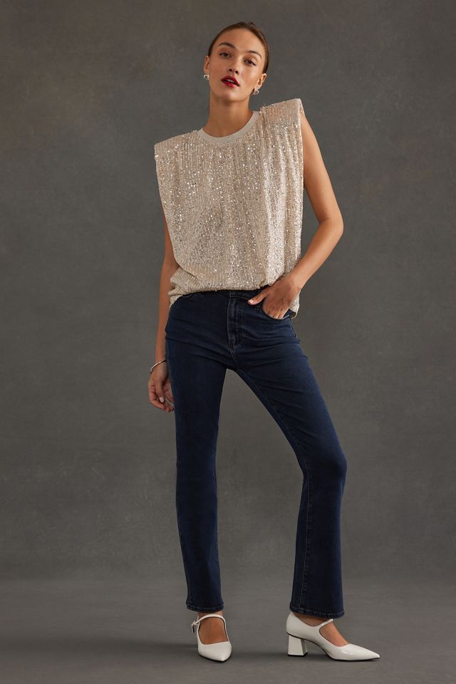 Jeans Paige Claudine de Tiro Alto y Acampanados #1