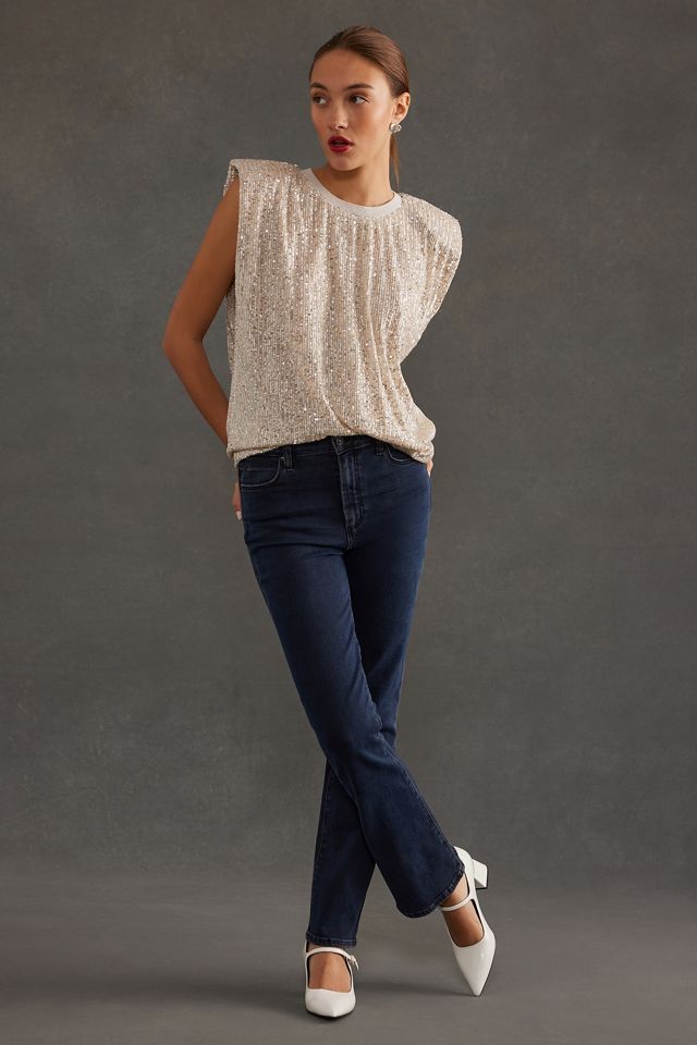 Jeans Paige Claudine de Tiro Alto y Acampanados #5