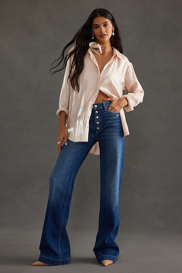 PAIGE Leenah High-Rise Buttoned Wide-Leg Jeans
