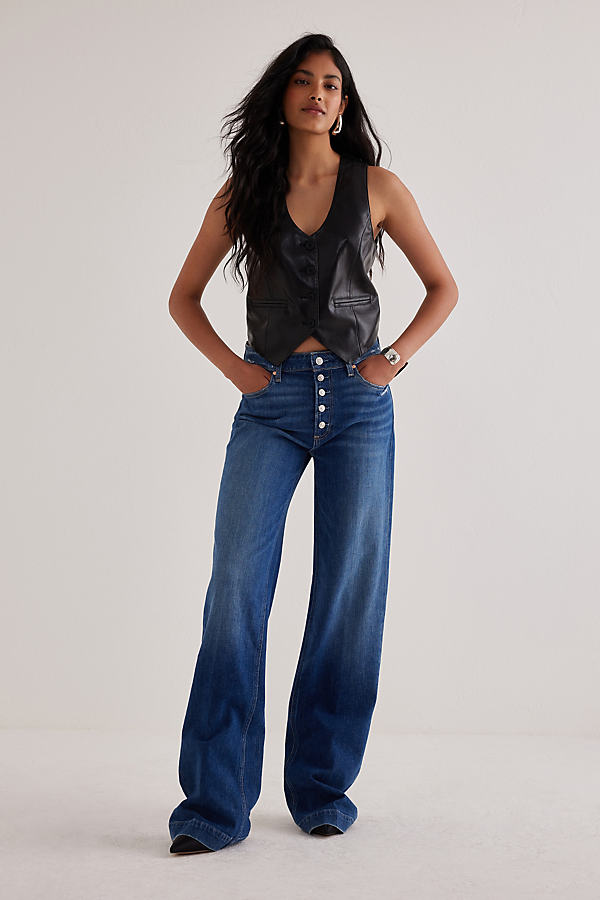 Paige Leenah High-Rise Buttoned Wide-Leg Jeans