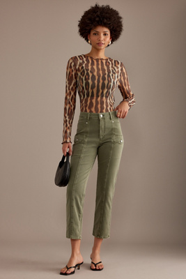 Paige Alexis Cargo Jeans In Vintage Ivy Green
