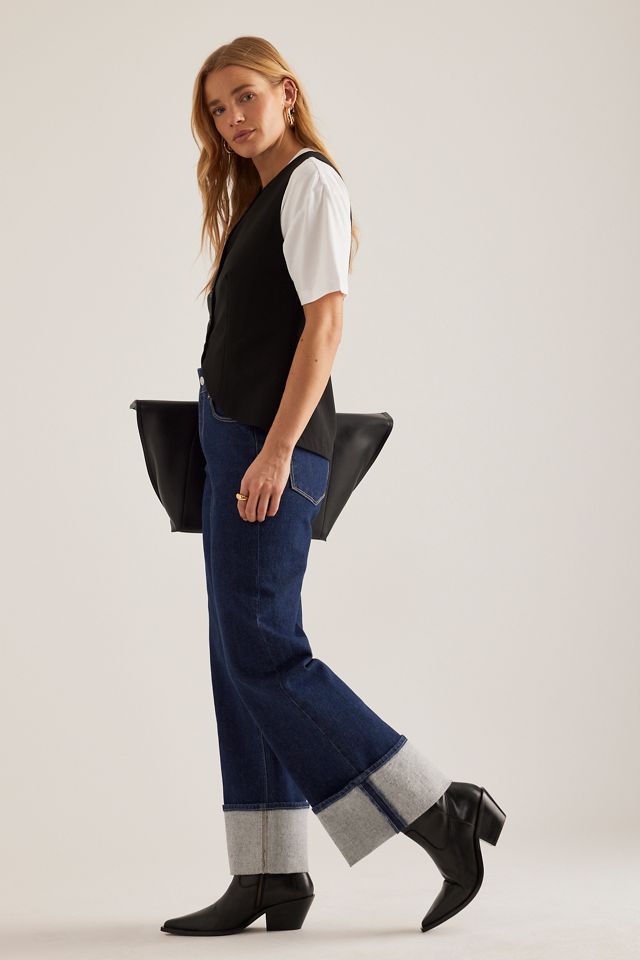 Jeans PAIGE Sasha a Vita Alta con Gamba Dritta e Polsino Largo #3